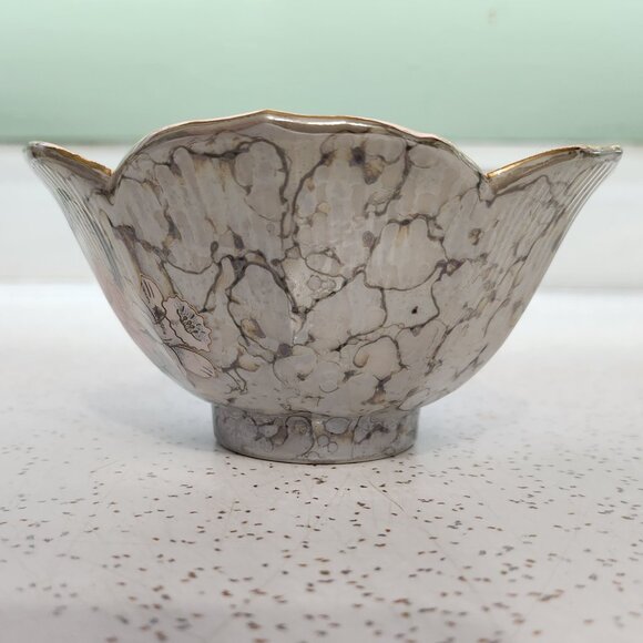 Fine China Grey Floral Lotus Bowl - Picture 2 of 8